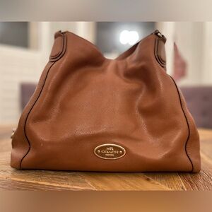 Coach Edie 33547 Saddle Brown Leather Large Shoulder Purse